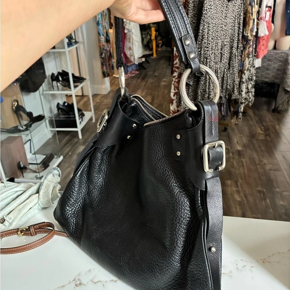 DKNY silver ring Leather black Handbag